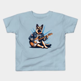 German Shepherd Playing Guitar Kids T-Shirt